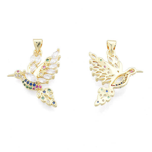 Brass Micro Pave Colorful Cubic Zirconia Pendants