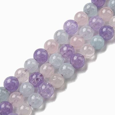 Natural Aquamarine & Rose Quartz & Amethyst Beads Strands