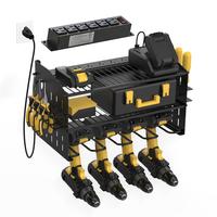 Power Tool Charging Station - 3 Layer Wall Mount Power Tool Organizer with Charging Station for Power Drill, 6AC Outlets, Gre...