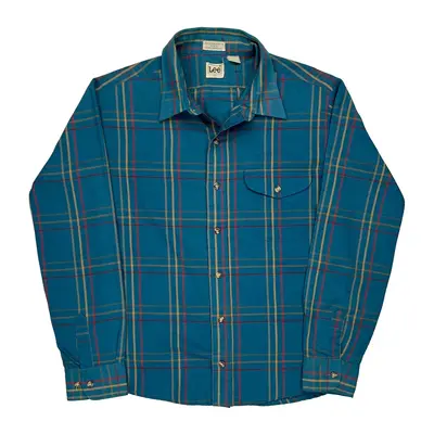 Lee Checked Shirt - XL Blue Polyester Blend