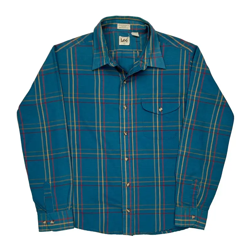 Lee Checked Shirt - XL Blue Polyester Blend