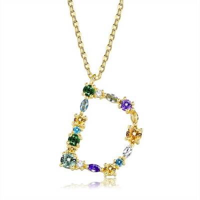 Brass Micro Pave Cubic Zirconia Pendant Necklaces