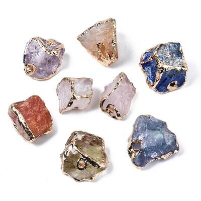 Plated Natural Mixed Gemstone Beads