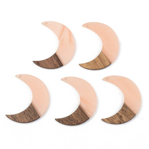 Opaque Resin & Walnut Wood Pendants