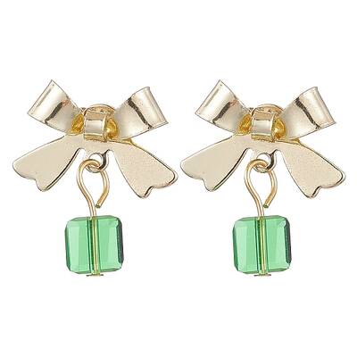 Alloy with Glass Dangle Stud Earrings