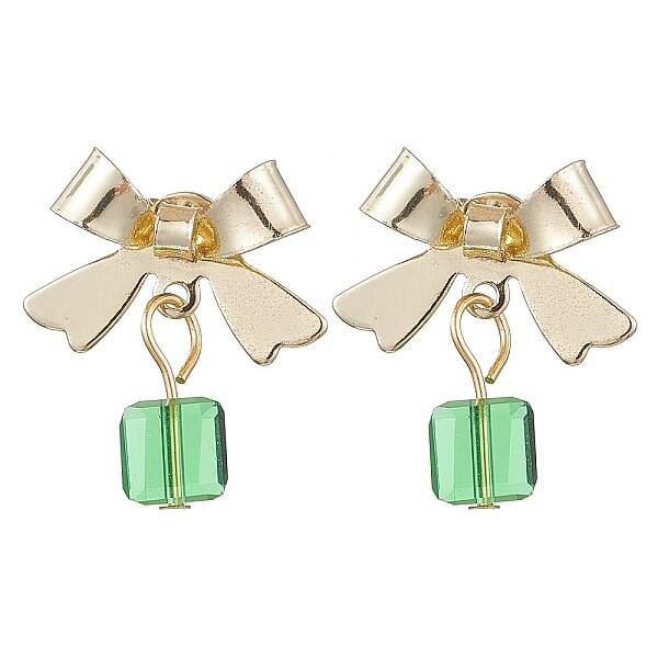 Alloy with Glass Dangle Stud Earrings