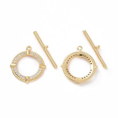 Brass Micro Pave Clear Cubic Zirconia Toggle Clasps
