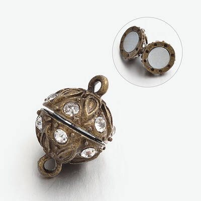 Alloy Rhinestone Magnetic Clasps with Loops