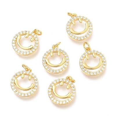 Brass Micro Pave Clear Cubic Zirconia Charms