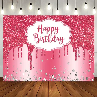 Pink Glitter Diamond Birthday Backdrop For Girl - Aperturee