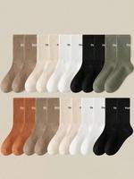 Women's Letter Print Crew Socks, Casual Moisture Wicking Socks, Soft Comfy Breathable Hosiery for All Seasons Daily Wear, Soc...