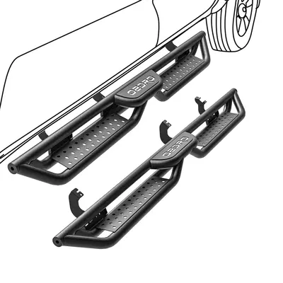 OEDRO Running Boards for 2022-2025 Toyota Tundra Double Cab, Bolt-on Two Stairs Design Steel Side Steps