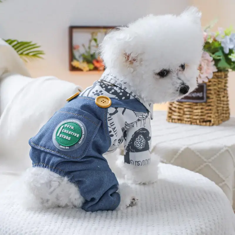 Denim Overalls Design Pet Clothes, Cute Four-legged Clothes For Dogs, Pet Clothes For Small Medium Large Dogs