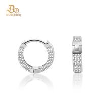 Delzzad S925 Round VVS Synthetic Moissanite Iced Hoop Earring Jewelry Perfect Birthday Mother’s Day Gift for Men Women Silv...