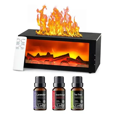 Upgraded 300ml Fireplace Diffuser Essential Oil 7 Colorful Large Flame Fire Humidifier Changing Aroma Diffuser for Aromathera...