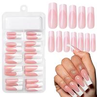 Summer Colorblock Press on Fake Nail for Women & Girls Nail Art, 120pcs/set Mixed Size Fashion Press on Nails & 1 Count Glue ...