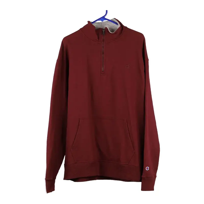 Champion 1/4 Zip - XL Burgundy Cotton Blend