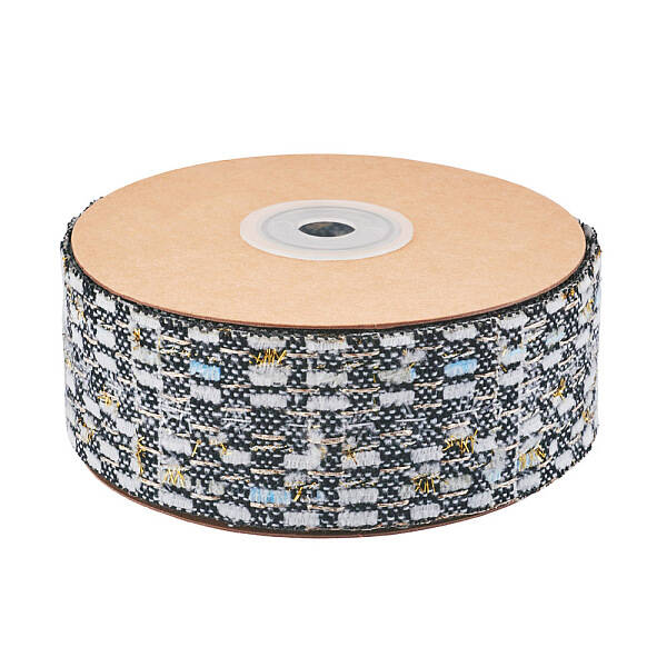 10 Yards Polyester Ribbon with Metallic Trimming