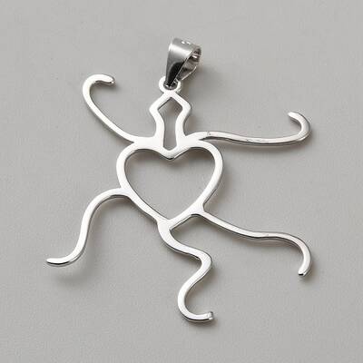 Heart-Shaped 925 Sterling Silver Pendant Cabochon Settings
