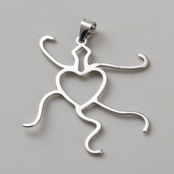 Heart-Shaped 925 Sterling Silver Pendant Cabochon Settings