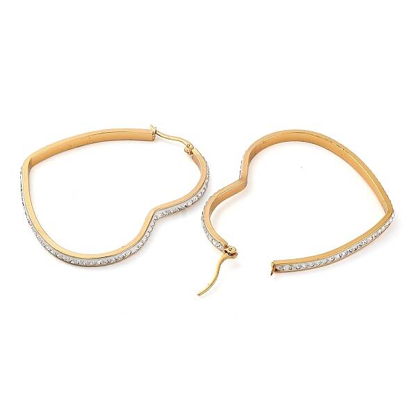 304 Stainless Steel Heart Hoop Earrings