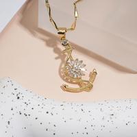 14K Gold Plated Anchor Pendant Necklace for Women,  Rhinestone Necklace for Daily Party Clothing Decor, Trendy Jewelry Gift f...