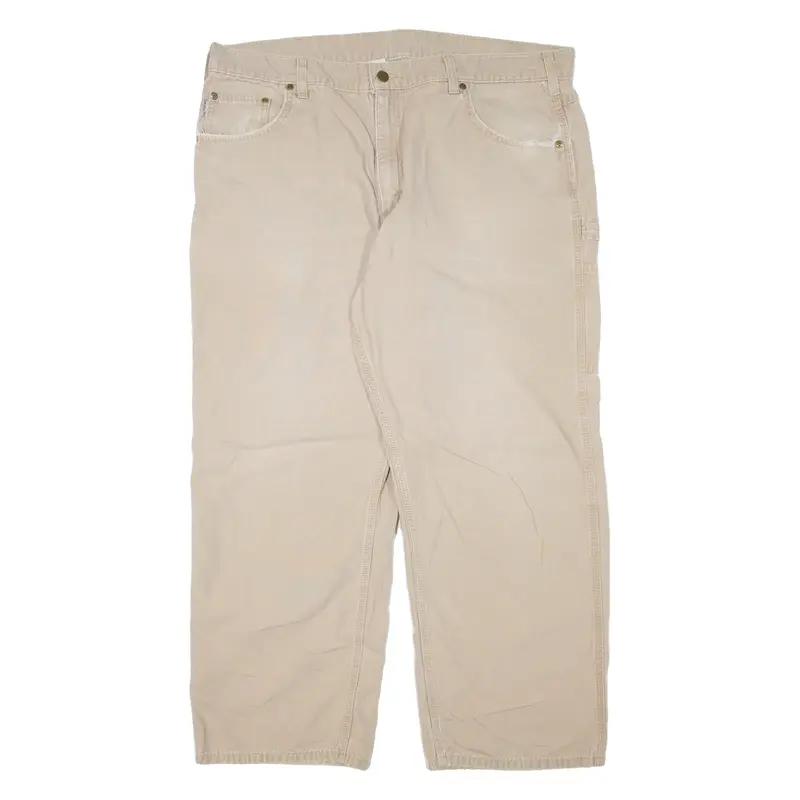 CARHARTT Carpenter Workwear Mens Jeans Beige Loose Straight W39 L27