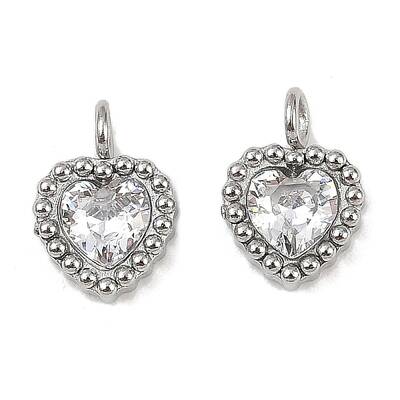 304 Stainless Steel Micro Pave Cubic Zirconia Charms