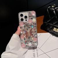 Shiny Bling Butterfly Rhinestone Phone Case compatible with iphone 16 15 14 13 12 11 plus pro max -with chain Cellphone Smart...