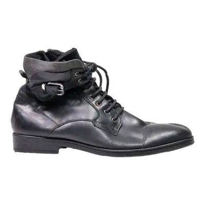 GEOX Lace-Up Boots Black Canvas Mens UK 11