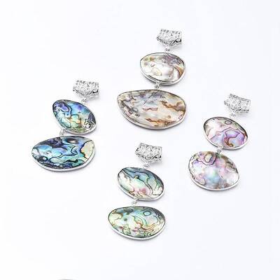Brass Abalone Shell Oval Big Pendants