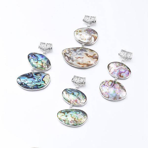 Brass Abalone Shell Oval Big Pendants