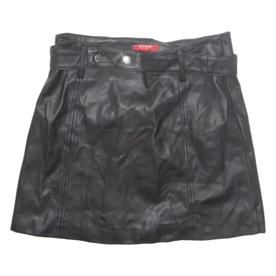 GUESS Belted Womens Mini Skirt Black Short Faux Leather S