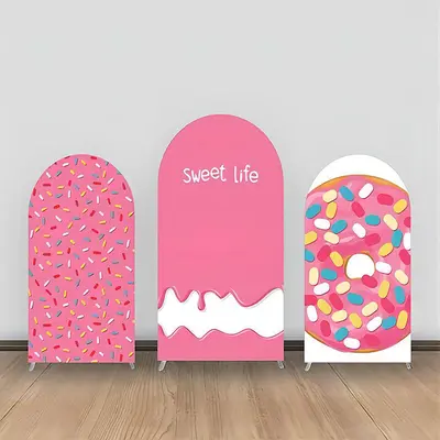 Pink Sweet Candy Cream Donut Party Arch Backdrop Kit - Aperturee