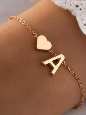 Heart & Letter Design Decorate Link Bracelet, Casual Simple Temperament Bracelet for Women Girls, Fashion Accessory, Suitable...