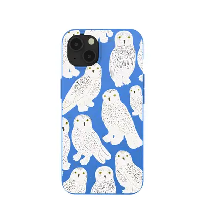 Electric Blue Snowy Owls iPhone 13 Case