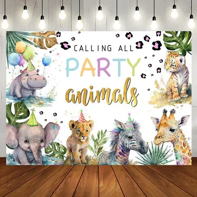 Calling Party Animals Monstera Baby Shower Backdrop - Aperturee