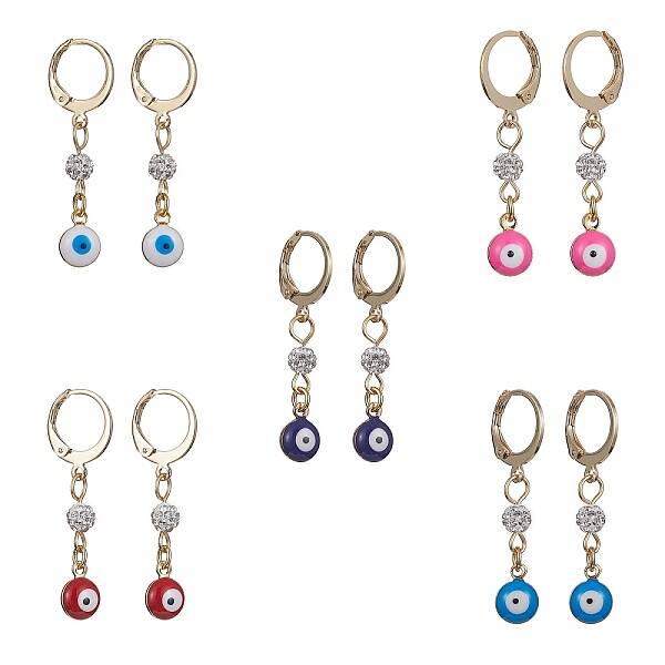 Brass Enamel Evil Eye Hoop Earrings