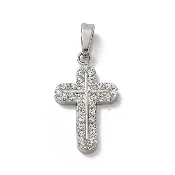 Ion Plating(IP) 304 Stainless Steel Micro Pave Cubic Zirconia Pendants