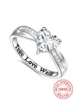 925 Sterling Silver Heart Shaped Ring, Fashion Rhinestones Decor Rings Jewelry for Party, Trendy All-match & Exquisite Jewelr...