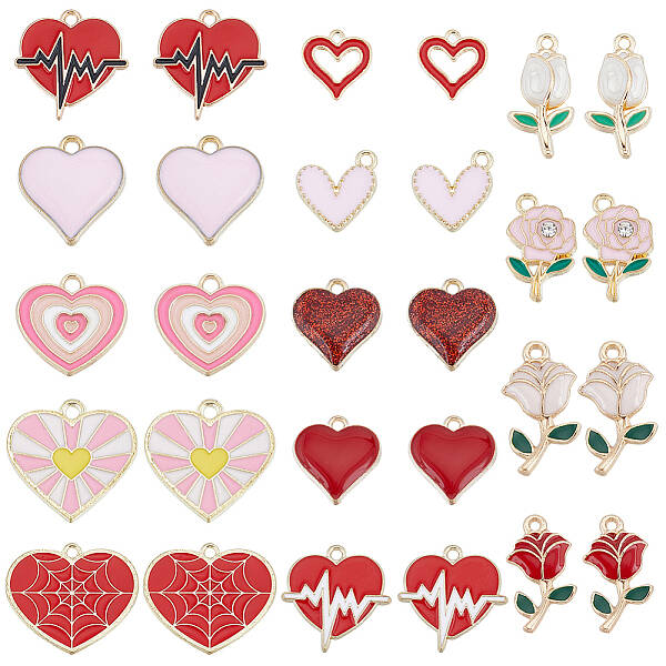 56Pcs 14 Style Alloy Enamel Pendants