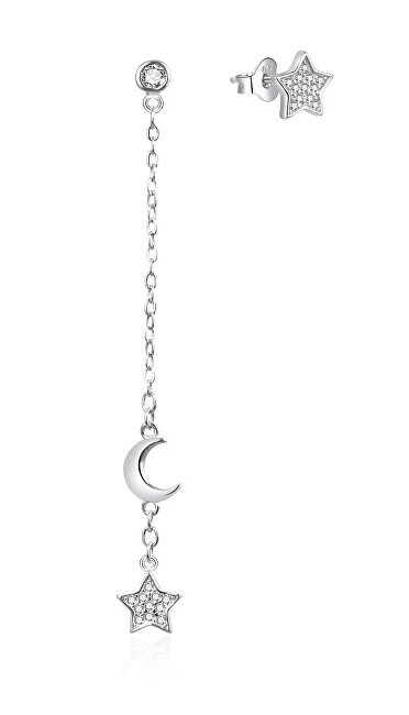 Agato Asymmetric Silver Earrings with Zirconia AGT-E050PW