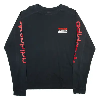 ADIDAS ORIGINALS Mens T-Shirt Black Long Sleeve Crew Neck XL