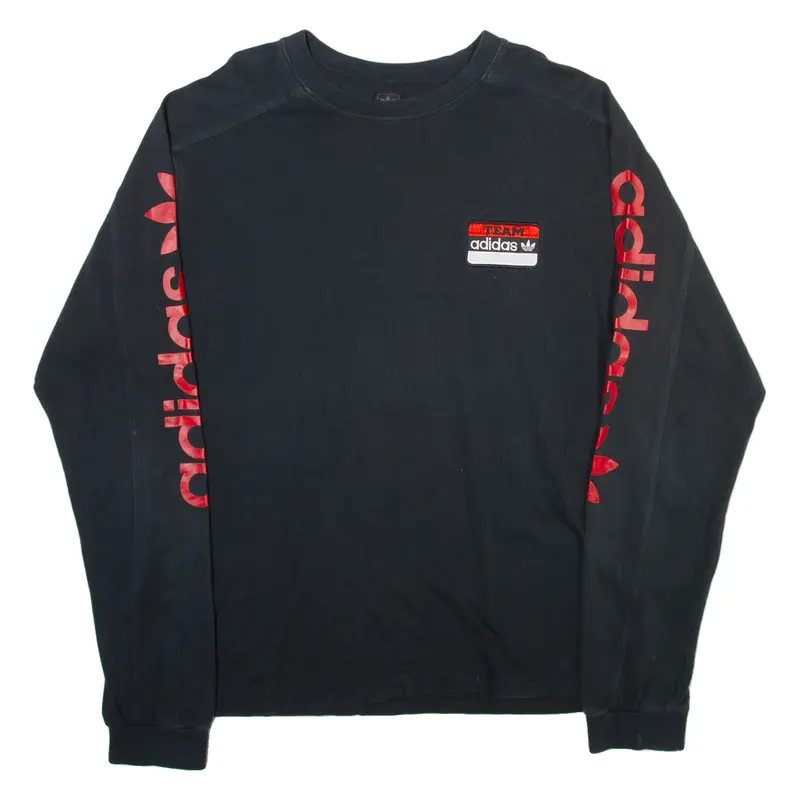 ADIDAS ORIGINALS Mens T-Shirt Black Long Sleeve Crew Neck XL