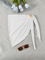 Women's Solid Color Cover Up Skirt, Casual Fashion Swimwear Bottoms for Beach Holiday Vacation, Ladies Swimwear for Summer, S...