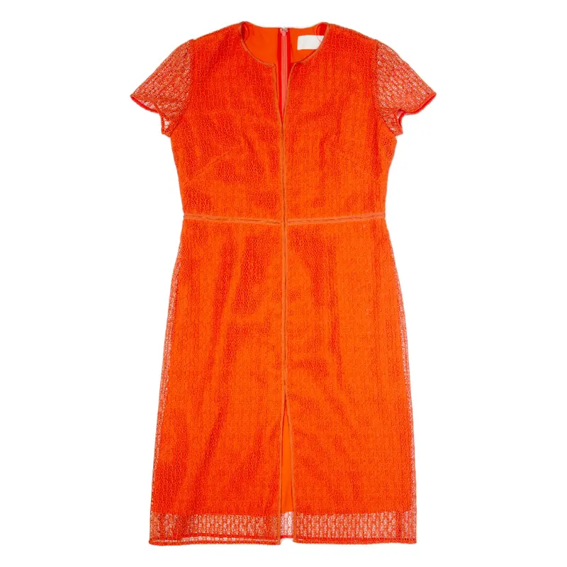 HUGO BOSS Womens Pencil Dress Orange Short Sleeve Long UK 14
