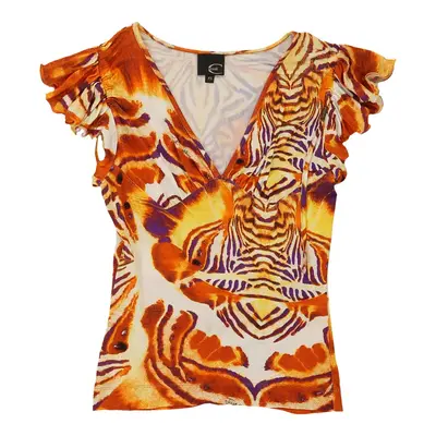 Just Cavalli V-Neck Top - XS Orange Nylon | Size: x-small