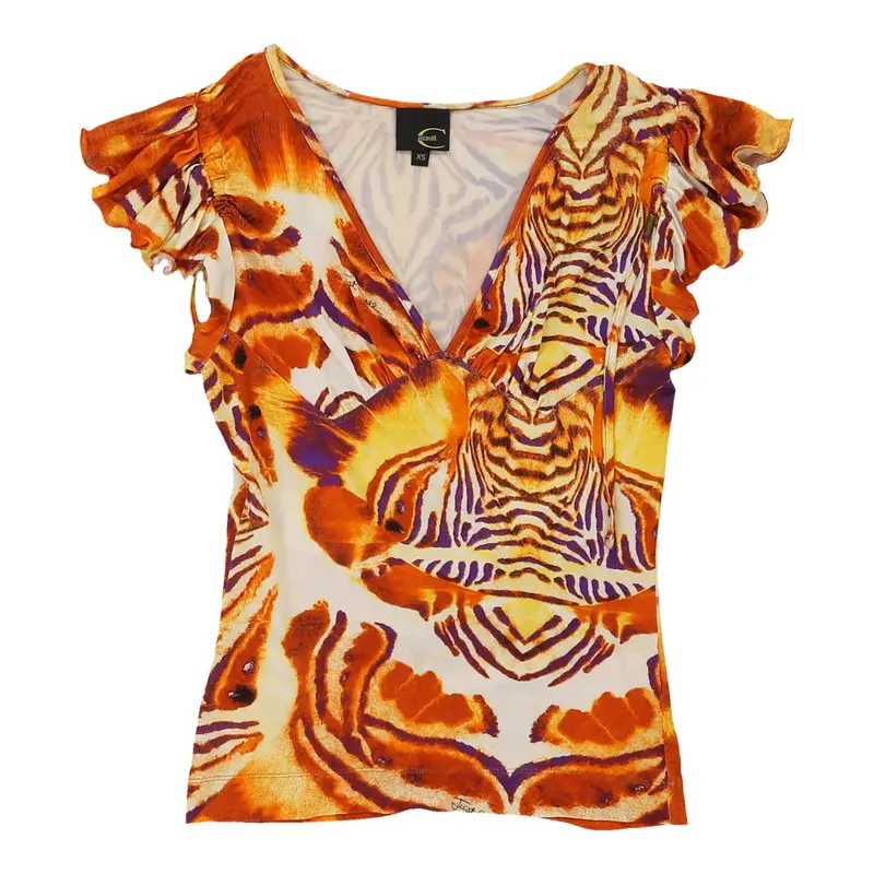 Just Cavalli V-Neck Top - XS Orange Nylon | Size: x-small