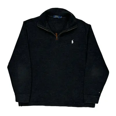 Polo By Ralph Lauren 1/4 Zip - Large Black Cotton Blend