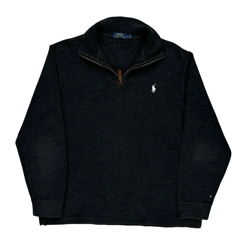 Polo By Ralph Lauren 1/4 Zip - Large Black Cotton Blend
